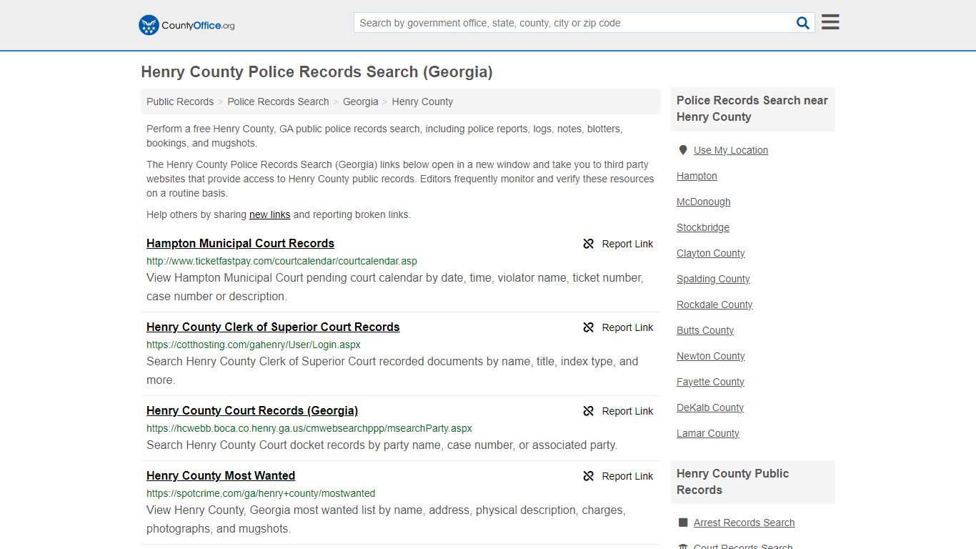 Henry County Police Records Search (Georgia) - County Office